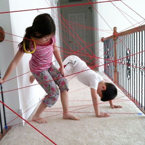 Well-placed yarn is all you need to let your kids get their Mission Impossible on